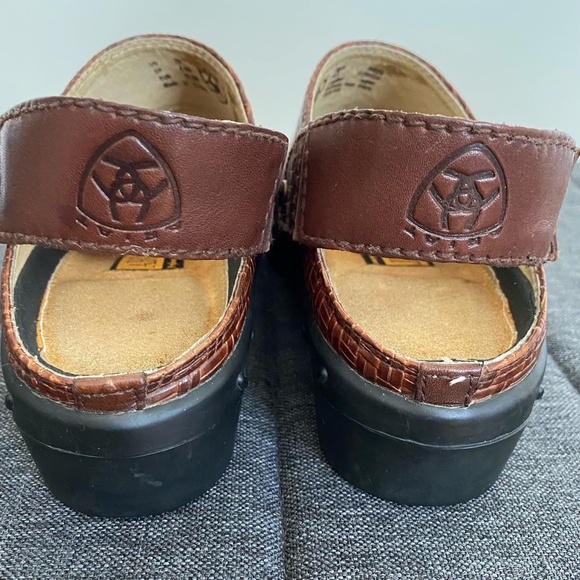 Ariat Basket Woven Rattan Weave Brown Leather Slingback Clogs Mules. Sz 7 - Picture 7 of 16